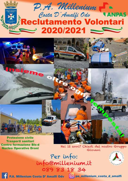 La P.A. Millenium Costa d'Amalfi in cerca di volontari per il prossimo anno
